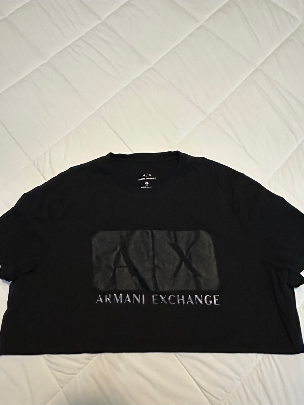Armani Exchange Black Cropped Logo Tee